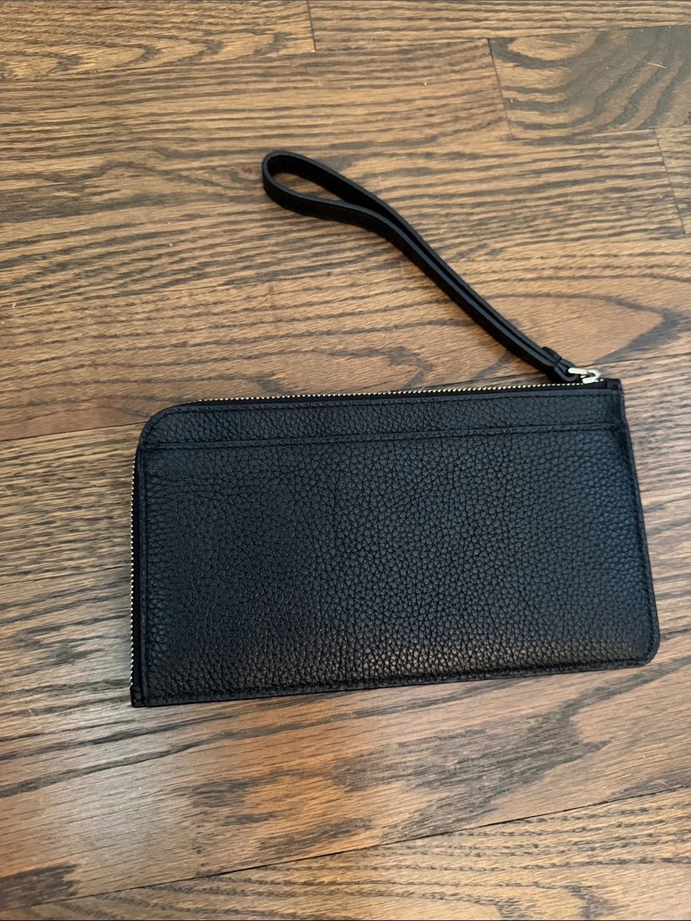 Kate Spade NY Black Pebbled Leather Zip Wristlet Wallet Clutch Large
